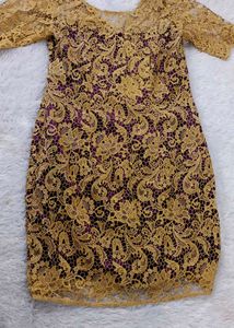 Gold Lace Overlay Dress