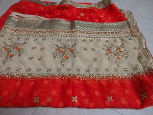 Embroidered net saree with blouse