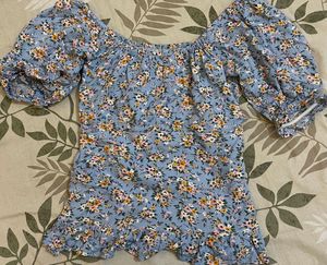 Aesthetic Blue Floral Top