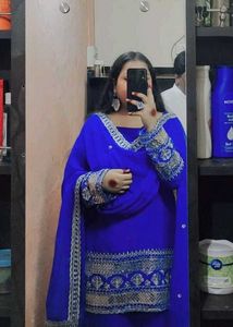 Elegant Blue sharara Suit with dupatta