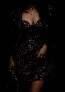 MIDNIGHT BLOOM MINI DRESS