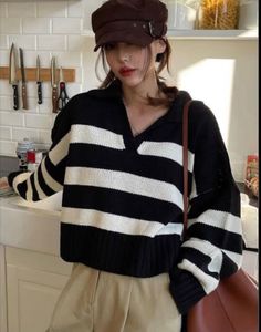 Black White Stripe Sweater