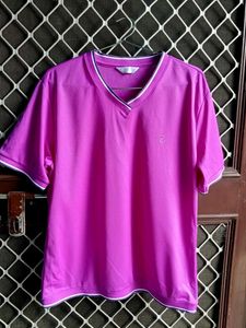 Purple Short V Neck T- Shirt For Girls