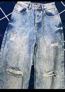 Off duty Distressed Wide Leg Jeans