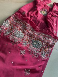 pink kurti with stones