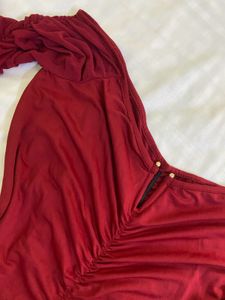 Burgundy Chic Ruched Off shoulder Top Bust 36
