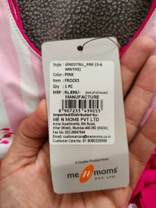 Brand New Pink And White Frock For 3-6M Baby Girl