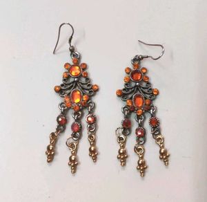 Beautiful Earrings Orange Stone