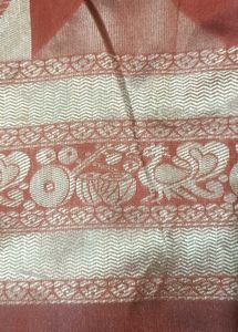 Elegant Red &amp; Gold Sari with Intricate Design