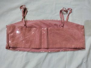 Sparkly Pink Sequin Crop Top