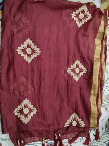 Maroon Dupatta with Embroidery