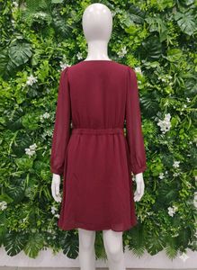 Burgundy Buttoned Dress