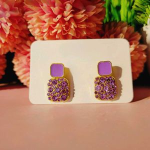 Purple Crystal Dangle Earrings