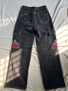 Price Drop‼️URBANIC Black Pants with Red Flame