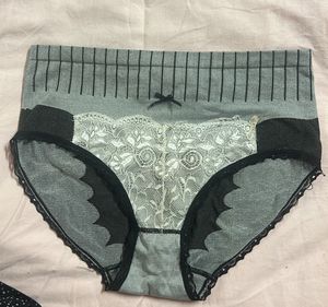 Gray Lace Trim Panties