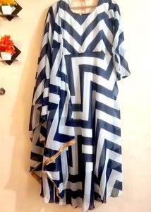 White & Blue Gown Dress