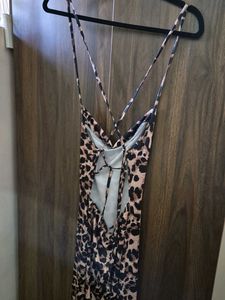 Leopard Print Backless Maxi Slip Dress