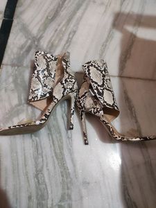 Snake Print Heels Sandals Boots Style Size 39
