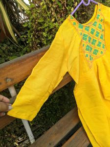 Yellow Embroidered Kurta