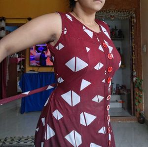 Casual maroon Print Dress