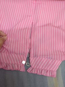 Pink Striped Flared Sleeve Top