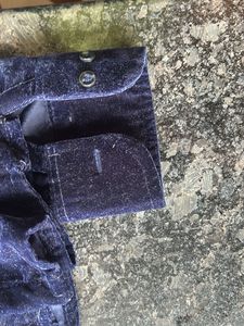 Jewel Blue Button Down Velvet Shirt