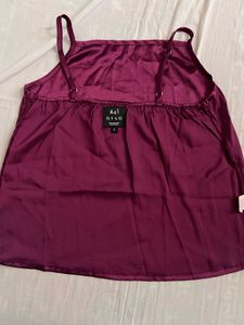 Burgundy Satin Night Suite Set