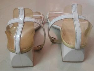 White Block Heels