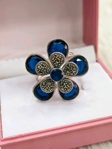 Blue Flower Ring 925 Silver Sterling