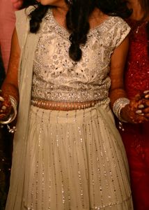 One Time Use Silver Lehenga