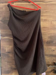 PLT Chic Brown One-Shoulder Mini Dress