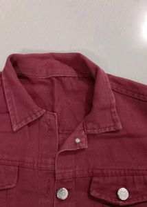 Burgundy Denim Jacket