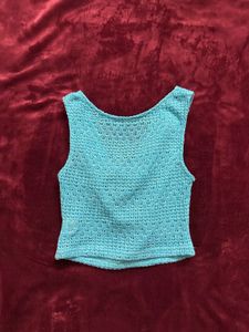 Cute Blue Knit Crop Top
