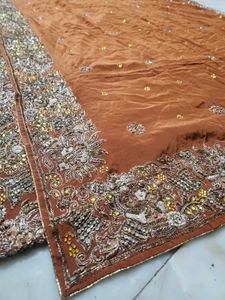 Embroidered Brown Saree