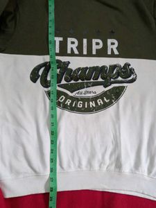 Olive Green And white Graphic Hoodie