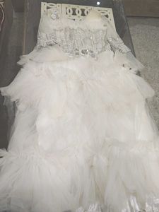 White Tulle Ruffle Gown