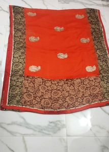 Orange Embroidered Saree