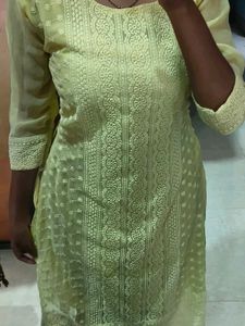 Yellow Chikankari Kurti