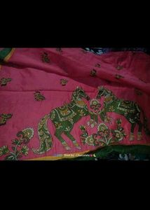 Pink Saree with Horse Design😍