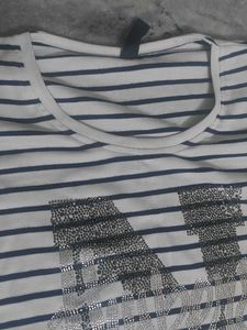 Striped Tee with 'N' Detail