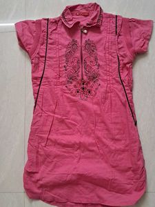 Embroidery Women&#39;s Pink SHirt Top (Pure Cotton)