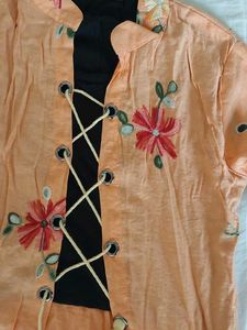Peach Embroidery Kurta