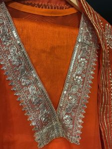 Orange Embroidered Kurta Set
