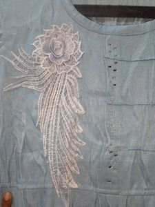 Blue Embellished Tunic Top