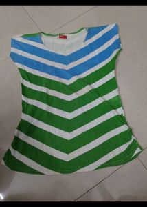 Chevron Striped Tee - Blue & Green