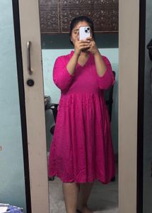 Pink Casual Kurti With Flare