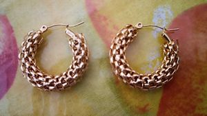 Gold Tone Woven Hoop Earrings