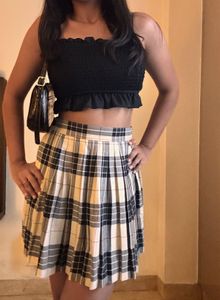 Pleated Plaid Skirt