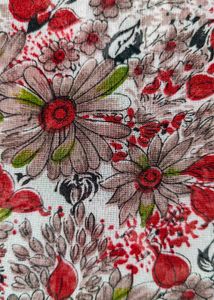 Floral Design Red &amp; Off-White Saree