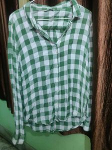 Green &amp; White Checked Shirt